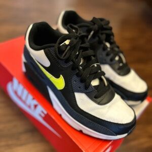 Nike Big Kids Black, White, and Yellow Sneakers